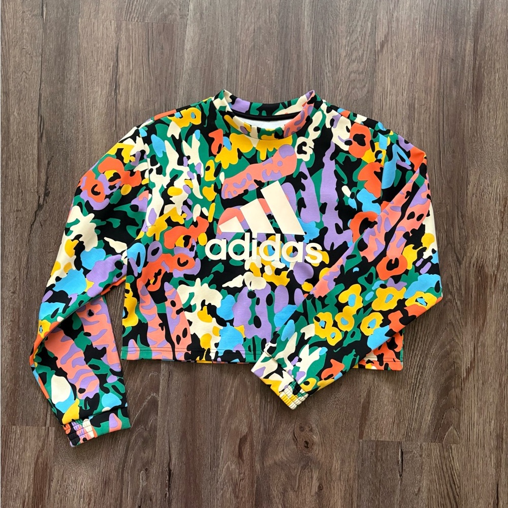 Adidas Multicolor Graphic Cropped Sweatshirt